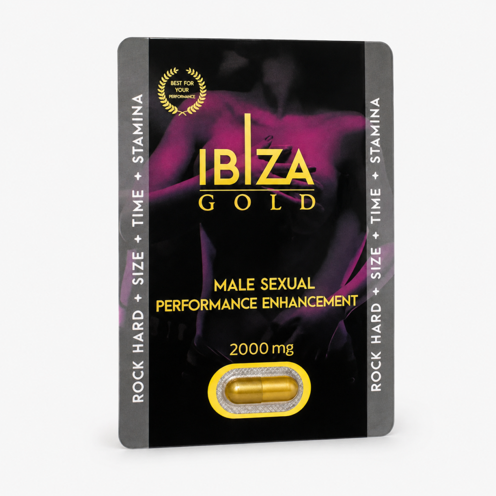 Vigorizante masculino Ibiza Gold 2000 mg en cápsula individual