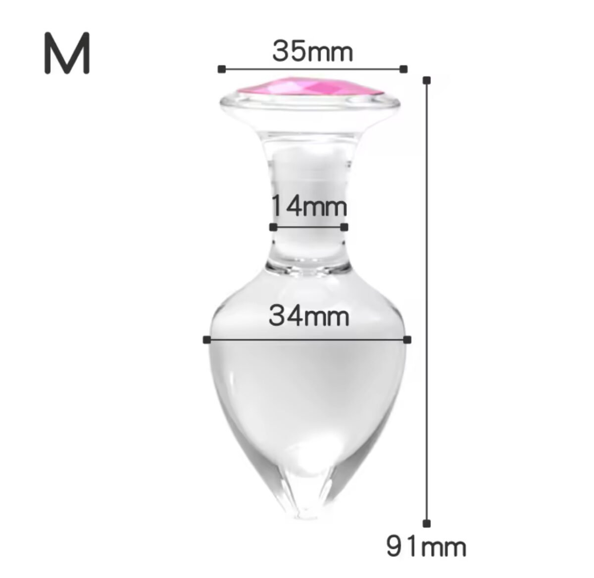 Plug Anal Cristal Mediano 34mm Diseño Seguro - Imagen 3