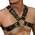 Arnés con argollas pecho hombre vinipiel - Imagen 2