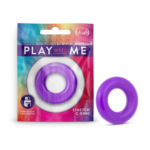 Anillo flexible morado para el pene presentado dentro de su empaque