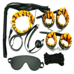Kit de Bondage para Parejas de 7 Piezas Salvaje | Set de Iniciación con Peluche Animal Print, Esposas y Accesorios