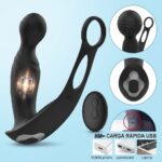 Estimulador de Próstata Ergonómico con Control Remoto | Vibrador de Silicona Premium con Carga Rápida USB y Anillo de Soporte - Imagen 4
