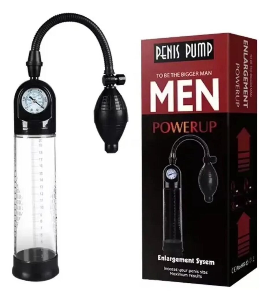 Bomba de vacío para pene con manómetro y perilla manual