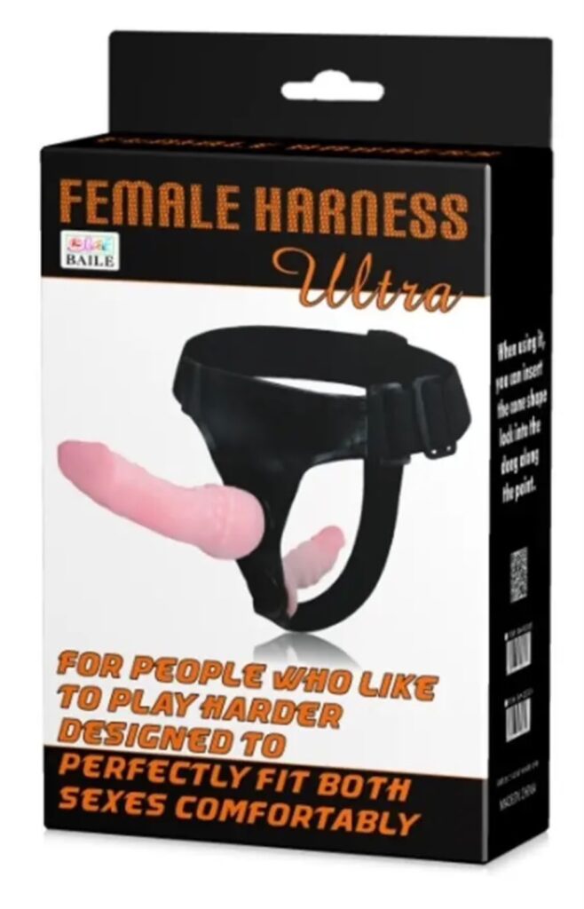 Arnés doble strap-on ajustable con dildos de 16.5 y 10.5 cm