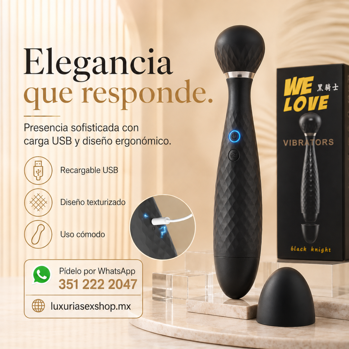 Vibrador Masajeador Black Knight - Imagen 6