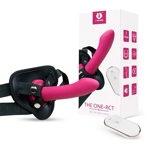 Arnés con dildo vibrador de 9 frecuencias y control inalámbrico
